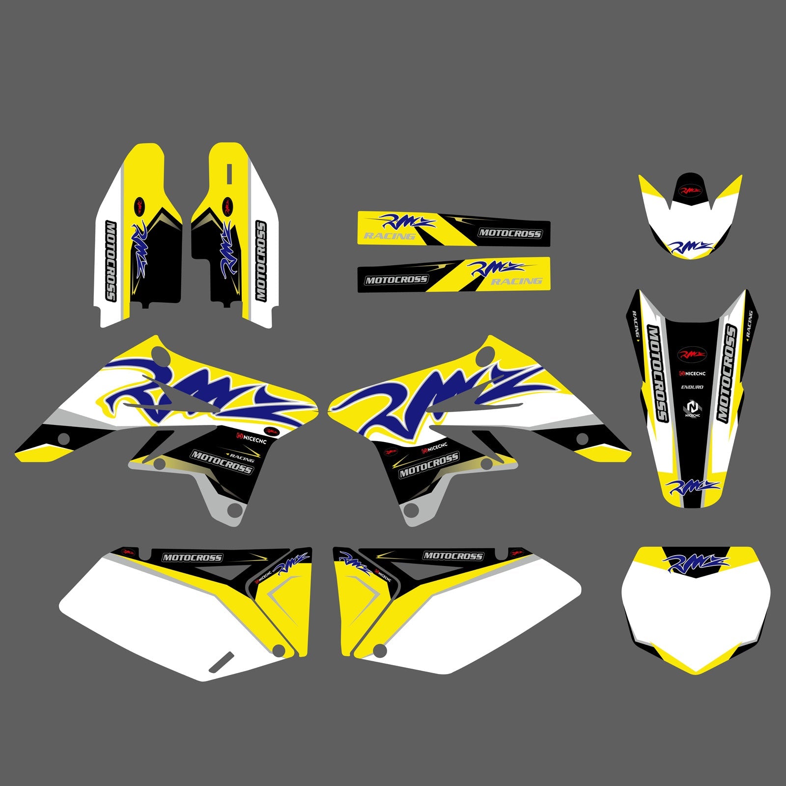 Motorrad-Team-Aufkleber, komplettes Grafik-Set für SUZUKI RMZ250 2007–2009