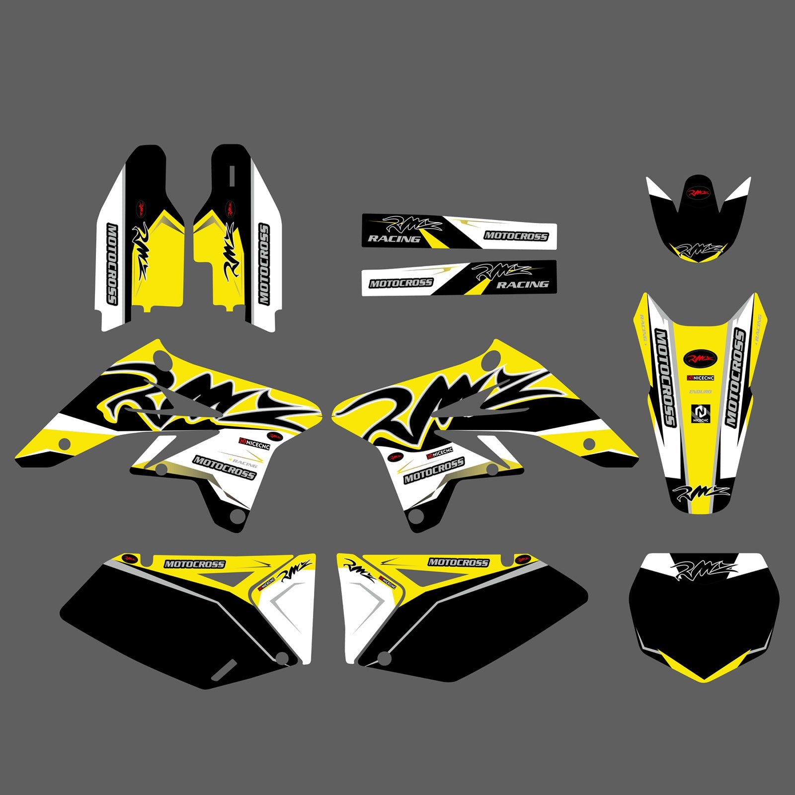 Motorrad-Team-Aufkleber, komplettes Grafik-Set für SUZUKI RMZ250 2007–2009