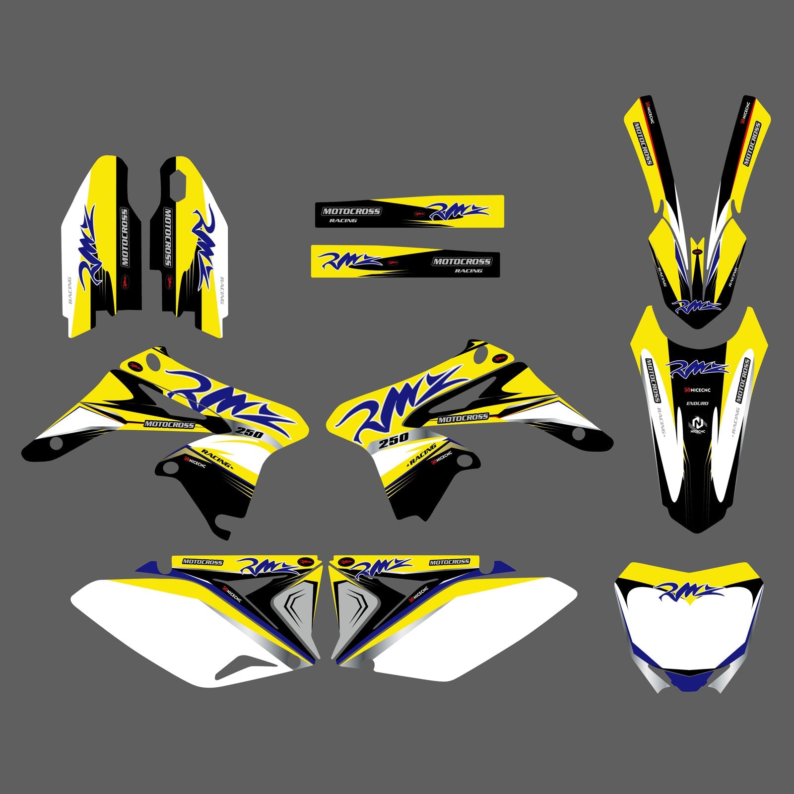 Motorrad-Team-Aufkleber, komplettes Grafik-Set für Suzuki RMZ250 2010–2018