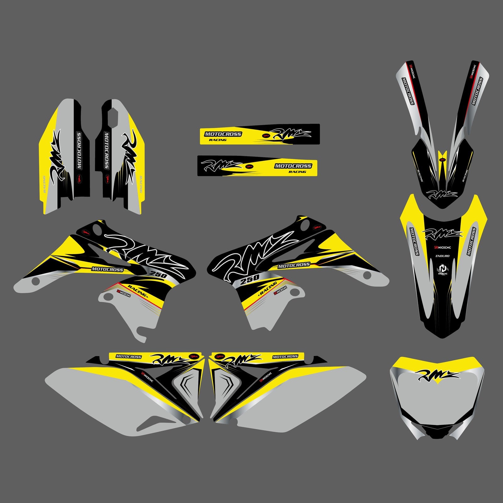 Motorrad-Team-Aufkleber, komplettes Grafik-Set für Suzuki RMZ250 2010–2018