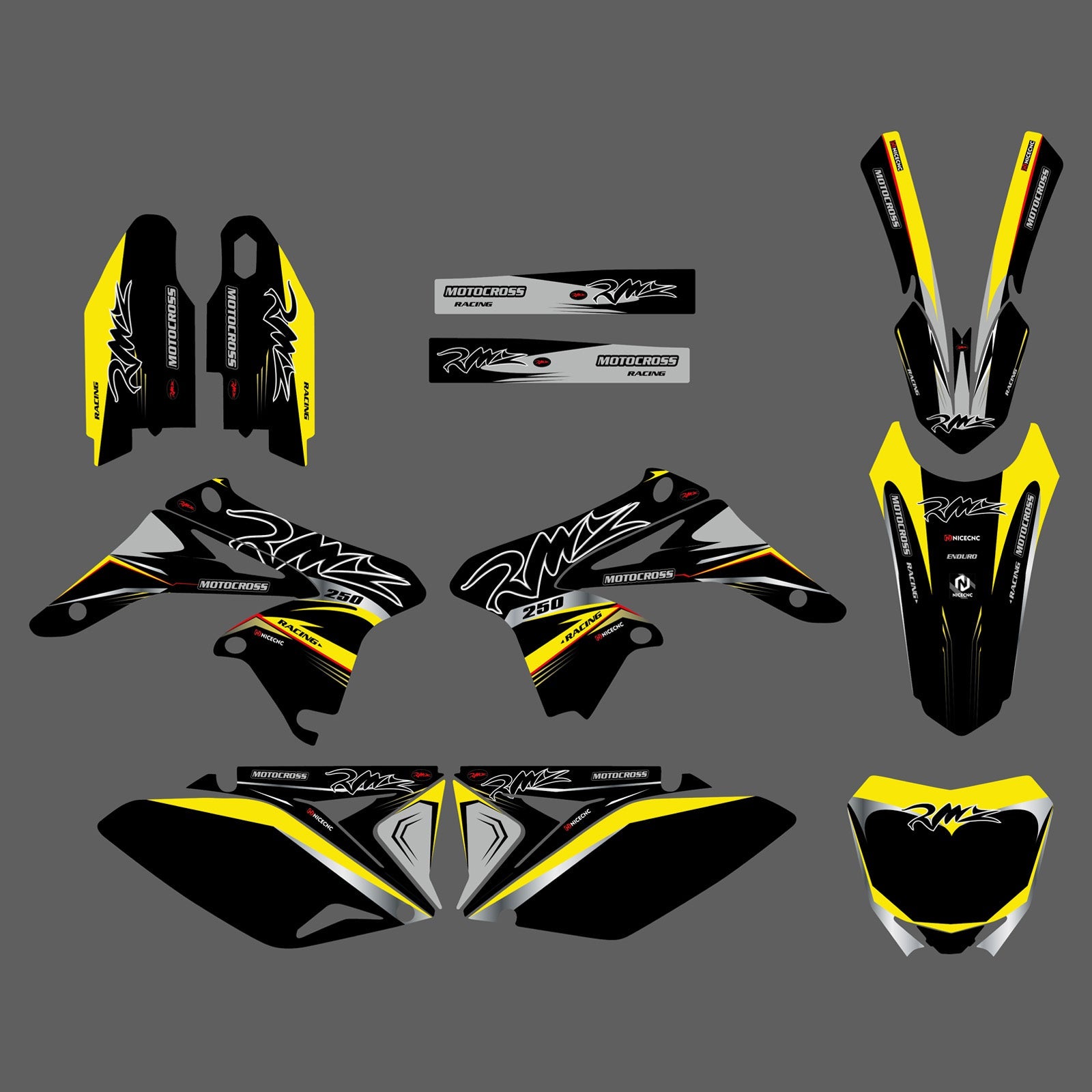 Motorrad-Team-Aufkleber, komplettes Grafik-Set für Suzuki RMZ250 2010–2018