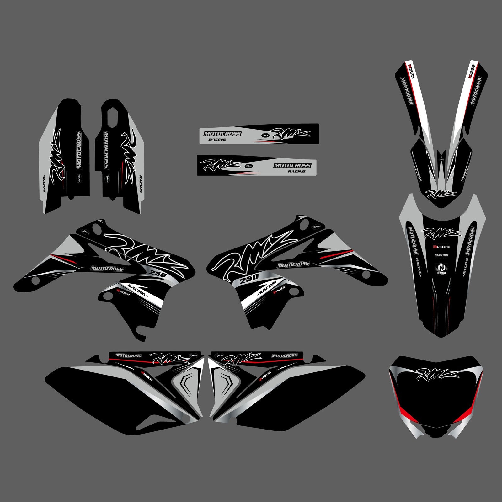 Motorrad-Team-Aufkleber, komplettes Grafik-Set für Suzuki RMZ250 2010–2018