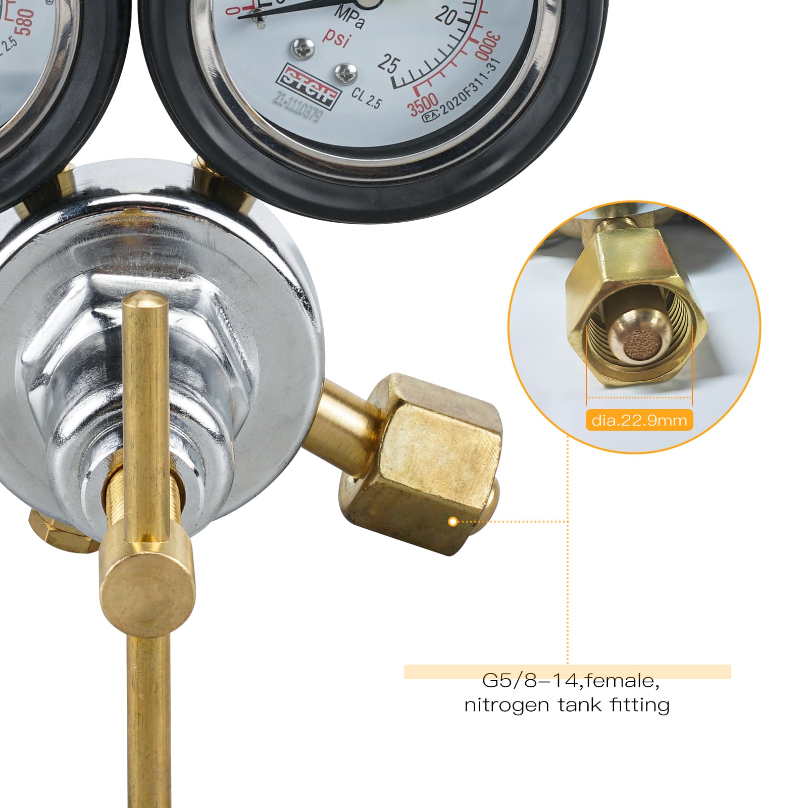 Stickstoff-Stoßdämpfer-Füllwerkzeug für Motorräder, ATVs und UTVs mit 2 Zoll 600 PSI Manometer