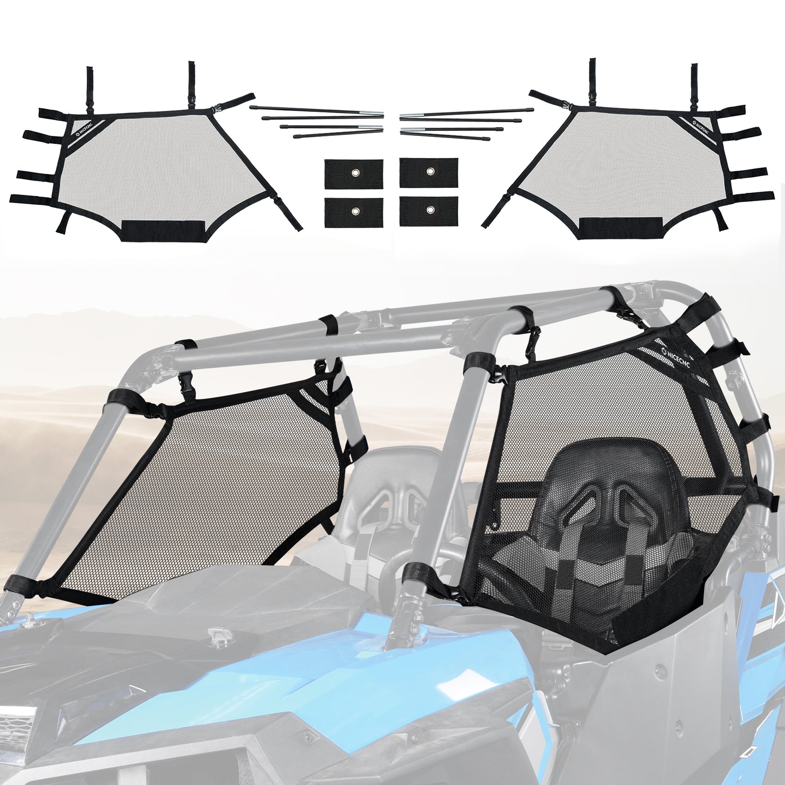 UTV Hinten Fenster Net Weiche Mesh Schatten Net Wind Schild Bildschirm Für Polaris RZR XP 1000