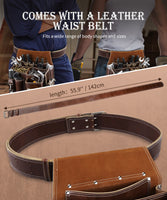 ARCFOX Vintage-Werkzeugtasche aus Leder mit Gürtel, 10 Taschen mit großem Fach, Allzwecktaschen für Mechaniker, Elektriker