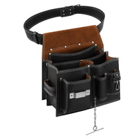 ARCFOX Vintage-Werkzeugtasche aus Leder mit Gürtel, 10 Taschen mit großem Fach, Allzwecktaschen für Mechaniker, Elektriker