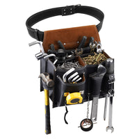 ARCFOX Vintage-Werkzeugtasche aus Leder mit Gürtel, 10 Taschen mit großem Fach, Allzwecktaschen für Mechaniker, Elektriker
