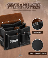 ARCFOX Vintage-Werkzeugtasche aus Leder mit Gürtel, 10 Taschen mit großem Fach, Allzwecktaschen für Mechaniker, Elektriker