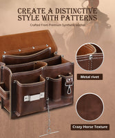 ARCFOX Vintage-Werkzeugtasche aus Leder mit Gürtel, 10 Taschen mit großem Fach, Allzwecktaschen für Mechaniker, Elektriker
