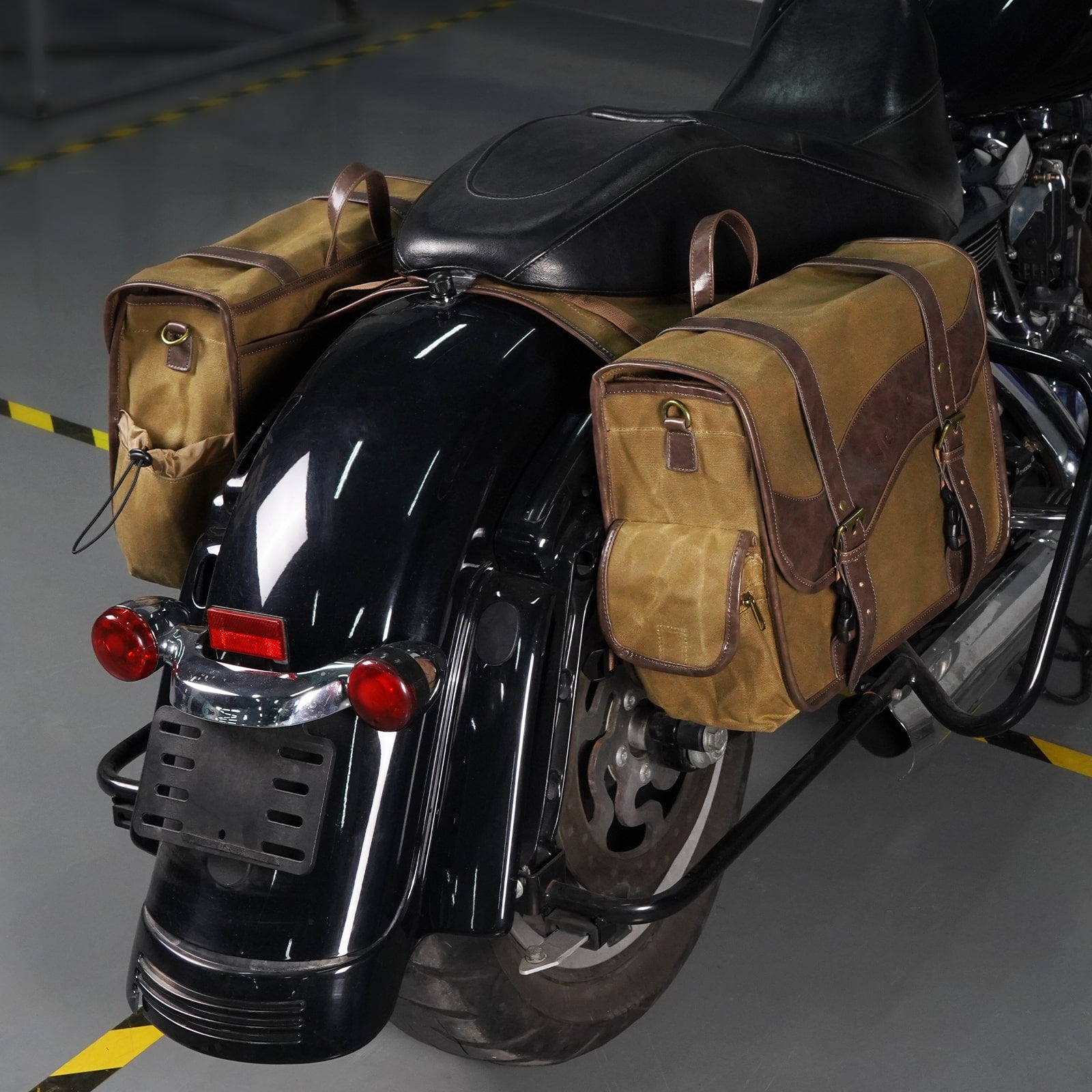 Gewachste Canvas-Satteltaschen für Motorräder, Satteltaschen, seitlich überwerfbare Satteltaschen