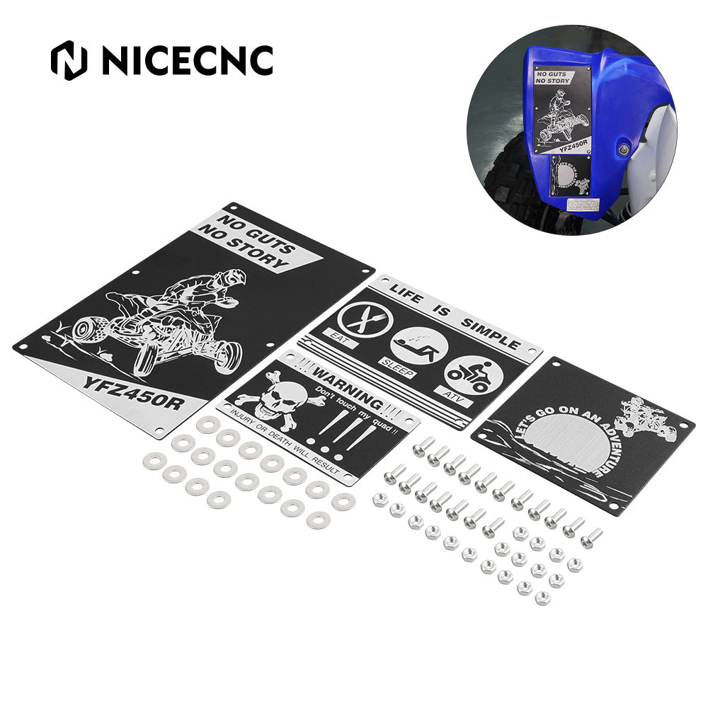 NICECNC Platten Kotflügel-Warnschilder Aluminum Für Yamaha YFZ450R 2009-2022